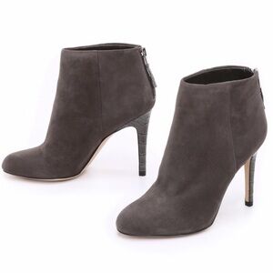 Sam Edelman Kourtney Gray Leather Suede Crocodile Heel Ankle Boots Size 8M